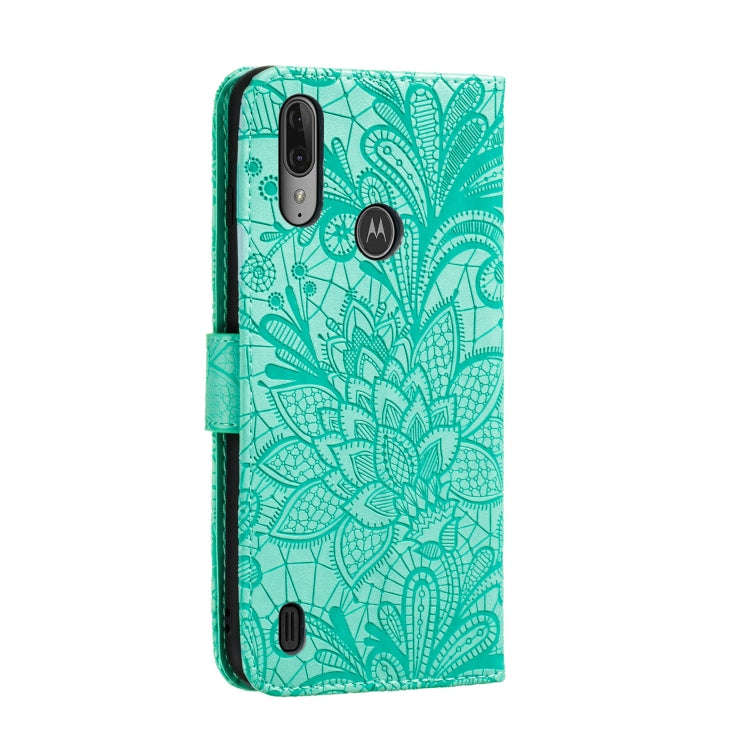 For Motorola Moto E6S 2020 Lace Flower Embossing Pattern Horizontal Flip Leather Case , with Hold...