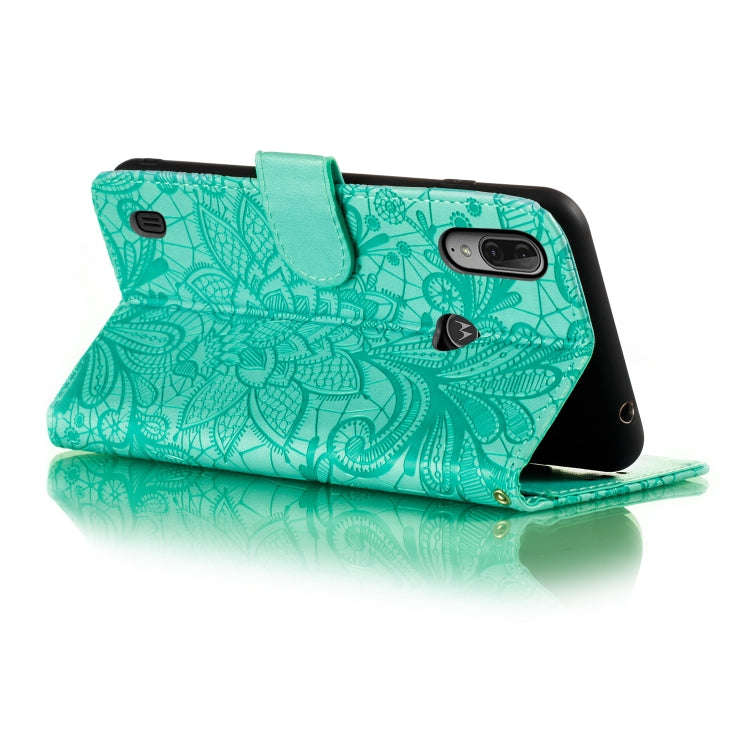 For Motorola Moto E6S 2020 Lace Flower Embossing Pattern Horizontal Flip Leather Case , with Hold...