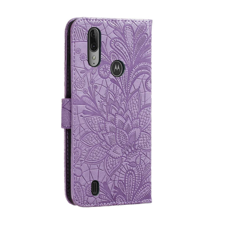 For Motorola Moto E6S 2020 Lace Flower Embossing Pattern Horizontal Flip Leather Case , with Hold...