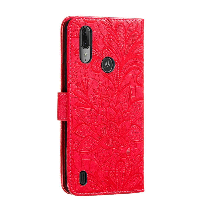 For Motorola Moto E6S 2020 Lace Flower Embossing Pattern Horizontal Flip Leather Case , with Hold...