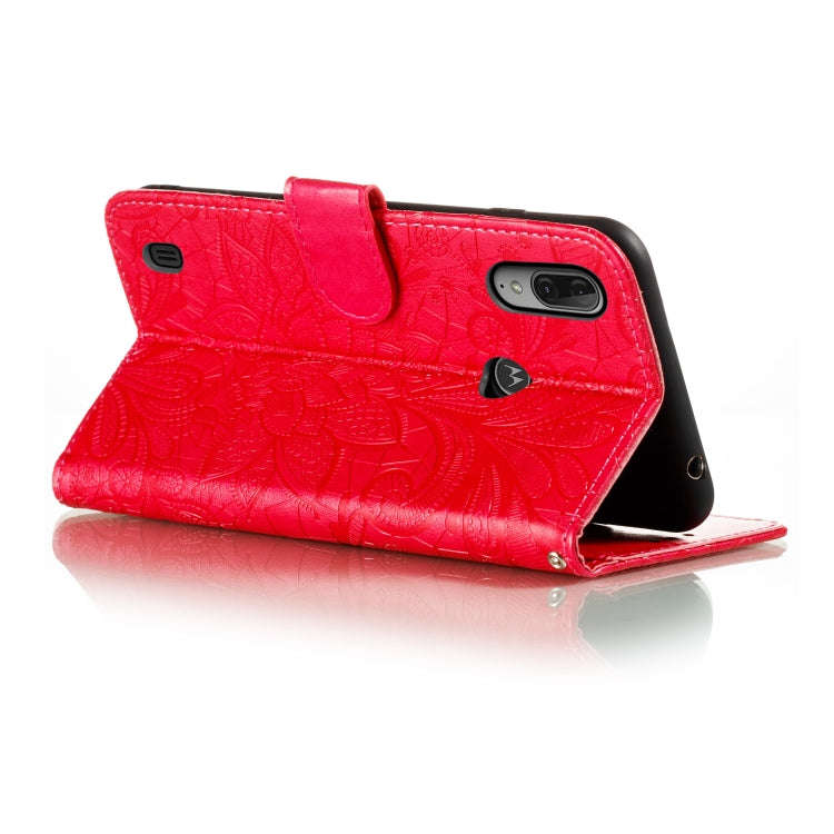 For Motorola Moto E6S 2020 Lace Flower Embossing Pattern Horizontal Flip Leather Case , with Hold...