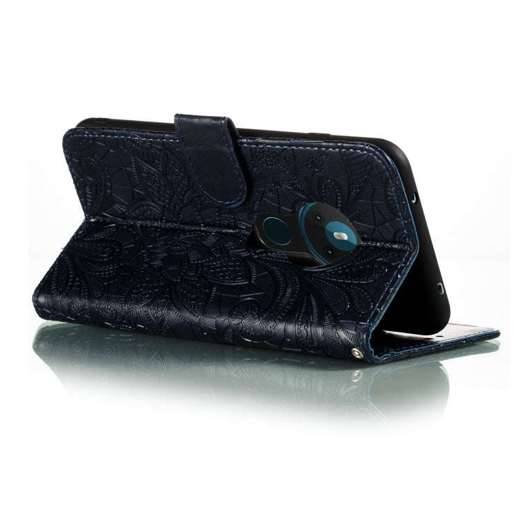 For Nokia 5.3 Lace Flower Embossing Pattern Horizontal Flip Leather Case , with Holder & Card Slo...