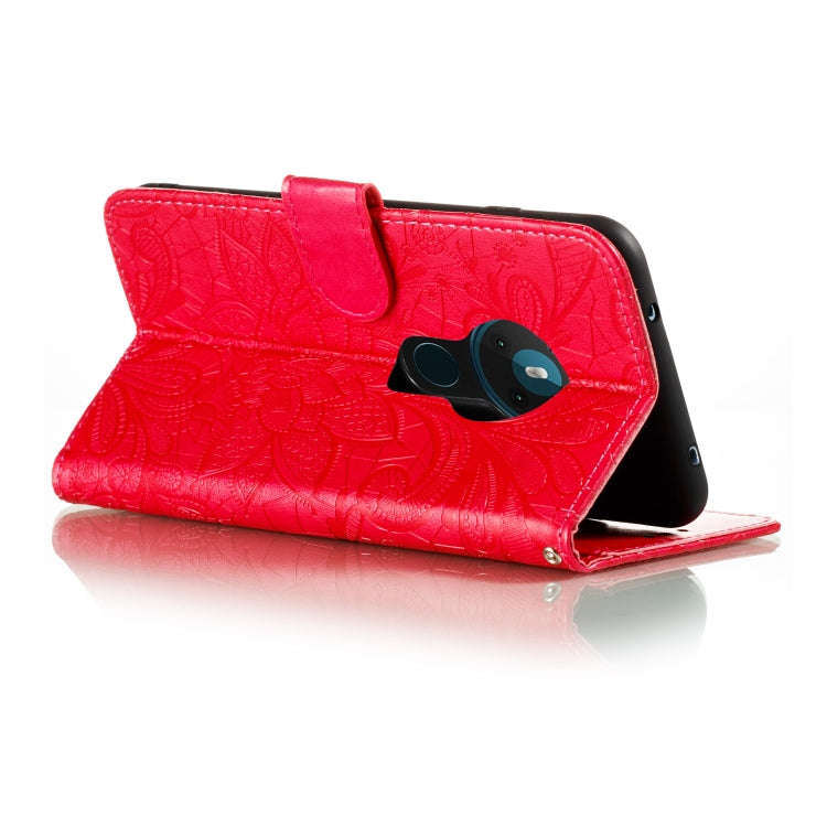 For Nokia 5.3 Lace Flower Embossing Pattern Horizontal Flip Leather Case , with Holder & Card Slo...