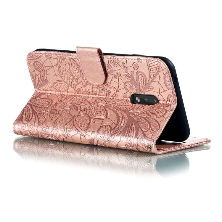 For Nokia 2.3 Lace Flower Embossing Pattern Horizontal Flip Leather Case , with Holder & Card Slo...