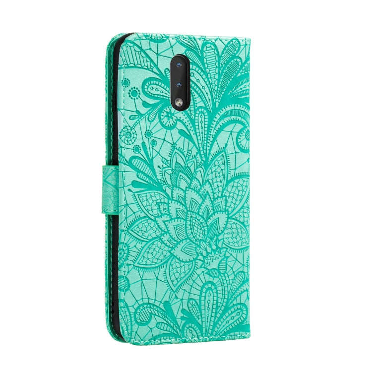 For Nokia 2.3 Lace Flower Embossing Pattern Horizontal Flip Leather Case , with Holder & Card Slo...