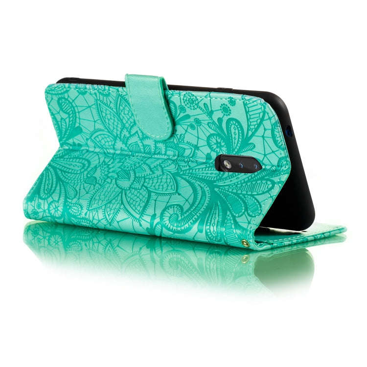 For Nokia 2.3 Lace Flower Embossing Pattern Horizontal Flip Leather Case , with Holder & Card Slo...