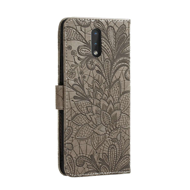 For Nokia 2.3 Lace Flower Embossing Pattern Horizontal Flip Leather Case , with Holder & Card Slo...