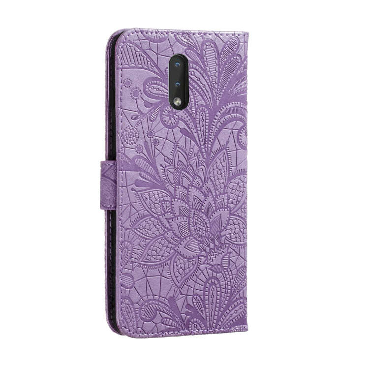 For Nokia 2.3 Lace Flower Embossing Pattern Horizontal Flip Leather Case , with Holder & Card Slo...