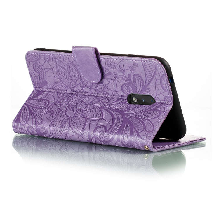 For Nokia 2.3 Lace Flower Embossing Pattern Horizontal Flip Leather Case , with Holder & Card Slo...