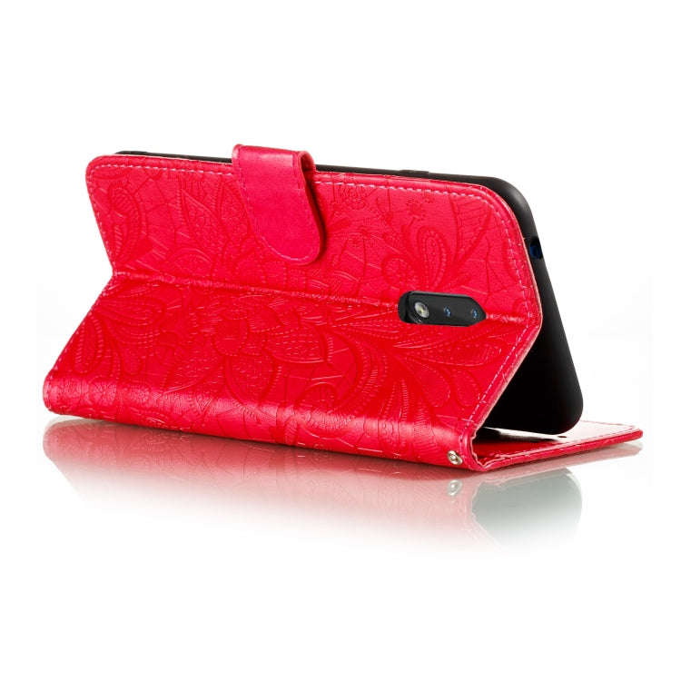 For Nokia 2.3 Lace Flower Embossing Pattern Horizontal Flip Leather Case , with Holder & Card Slo...