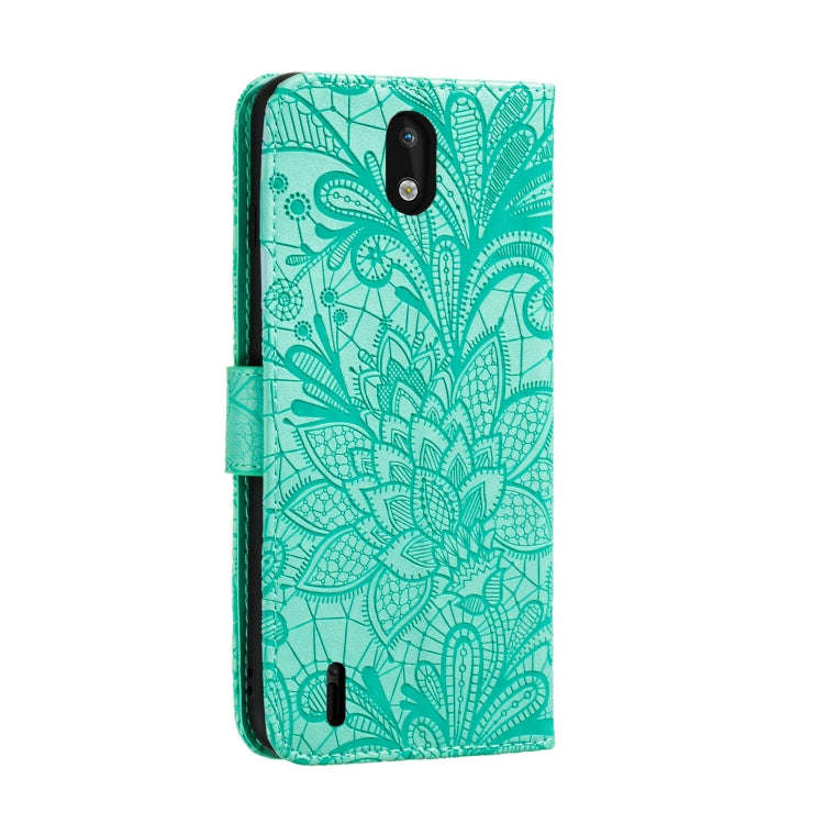 For Nokia 1.3 Lace Flower Embossing Pattern Horizontal Flip Leather Case , with Holder & Card Slo...