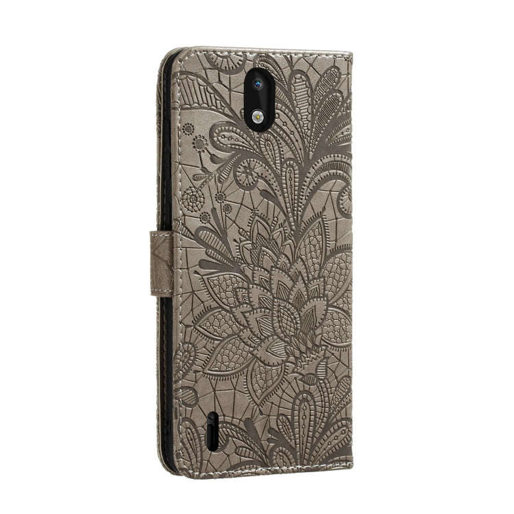 For Nokia 1.3 Lace Flower Embossing Pattern Horizontal Flip Leather Case , with Holder & Card Slo...