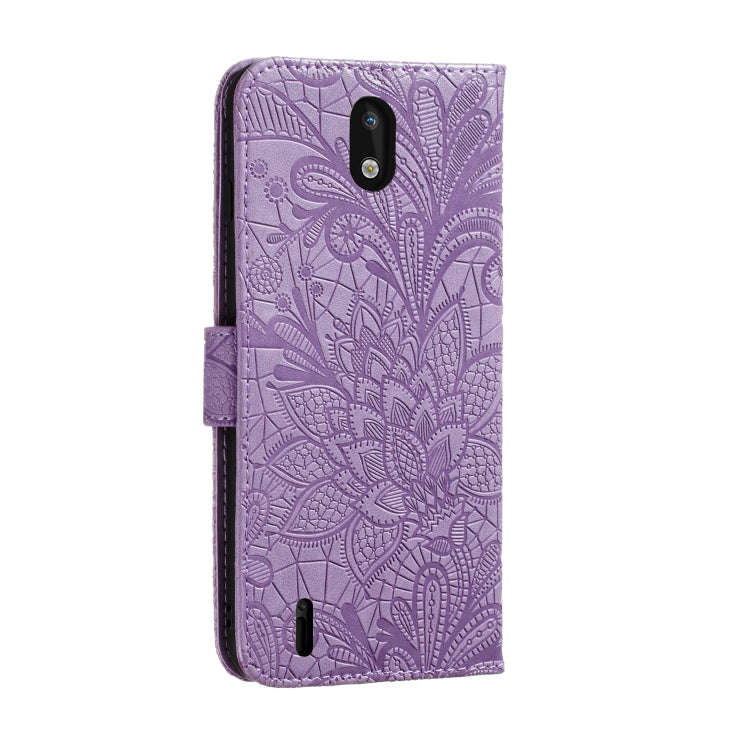 For Nokia 1.3 Lace Flower Embossing Pattern Horizontal Flip Leather Case , with Holder & Card Slo...