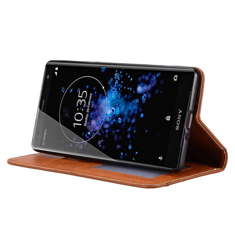 Knead Skin Texture Horizontal Flip Leather Case for Sony Xperia XZ2, with Photo Frame & Holder & ...