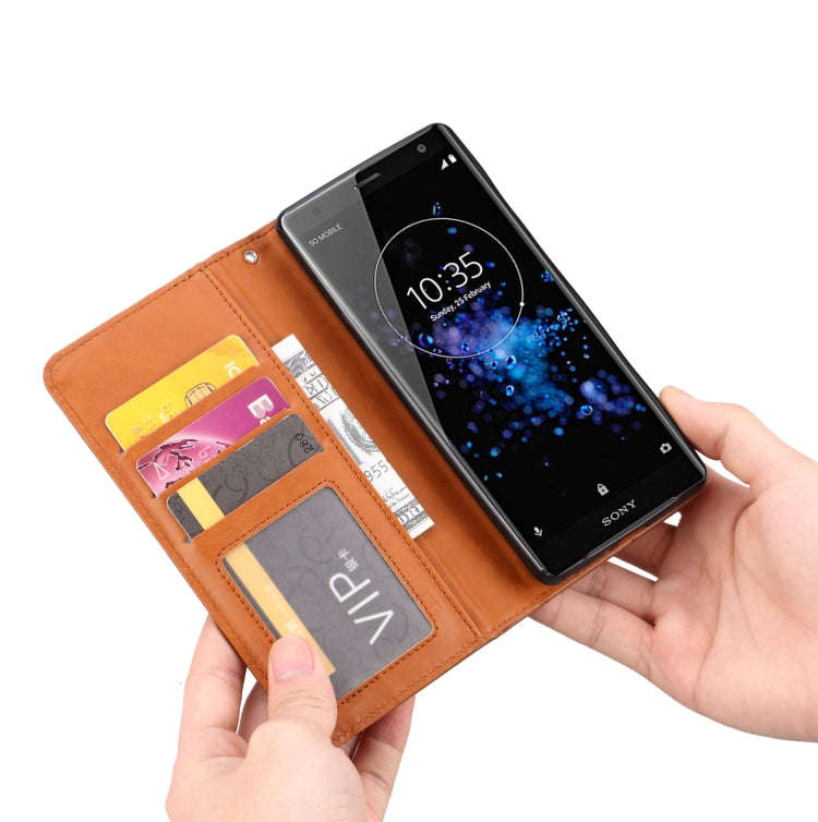 Knead Skin Texture Horizontal Flip Leather Case for Sony Xperia XZ2, with Photo Frame & Holder & ...