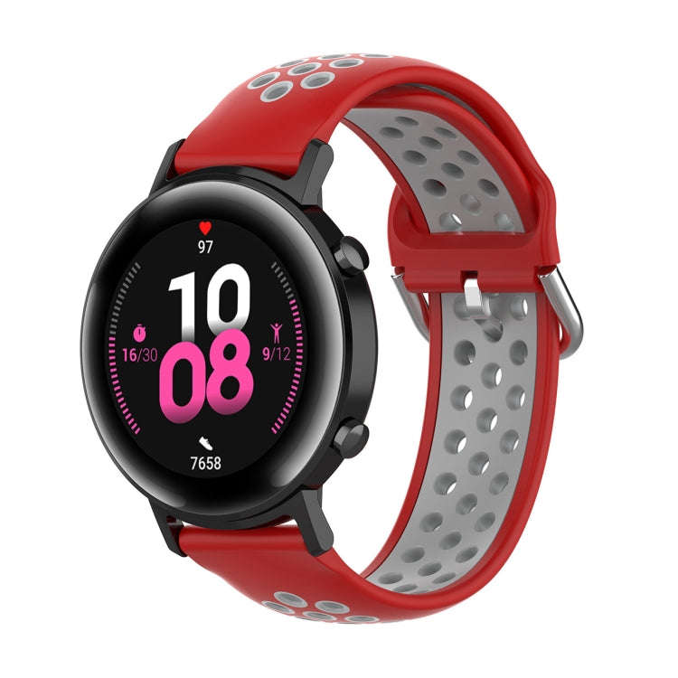 22mm For Huawei Watch GT2e/GT/GT2 46MM Fashion Inner Buckle Silicone Watch Band(Red grey)