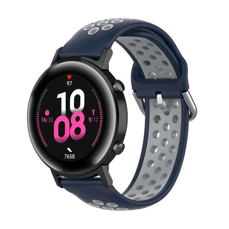 22mm For Huawei Watch GT2e/GT/GT2 46MM Fashion Inner Buckle Silicone Watch Band(Midnight blue and...