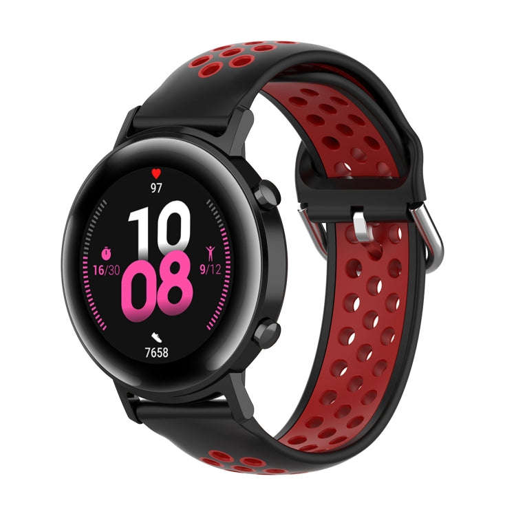 22mm For Huawei Watch GT2e/GT/GT2 46MM Fashion Inner Buckle Silicone Watch Band(Black red)