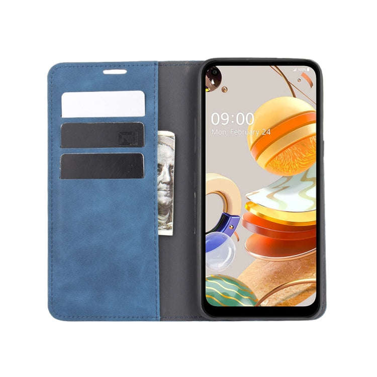 For LG K61 Retro-skin Business Magnetic Suction Leather Case with Holder & Card Slots & Wallet(Da...