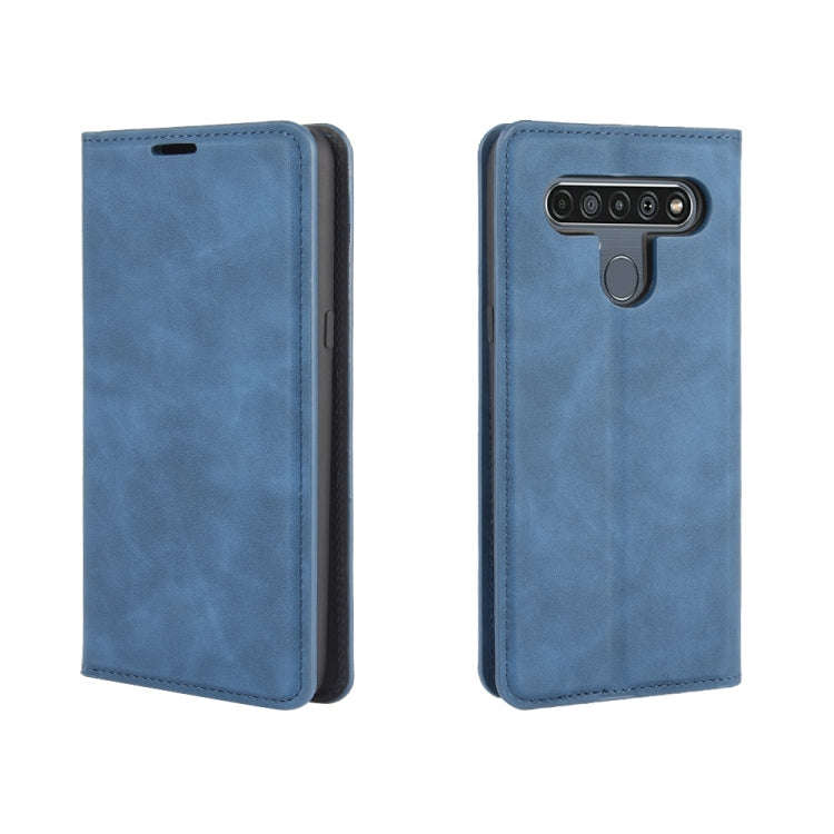 For LG K61 Retro-skin Business Magnetic Suction Leather Case with Holder & Card Slots & Wallet(Da...