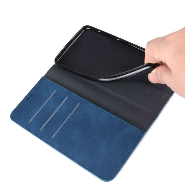 For LG K61 Retro-skin Business Magnetic Suction Leather Case with Holder & Card Slots & Wallet(Da...
