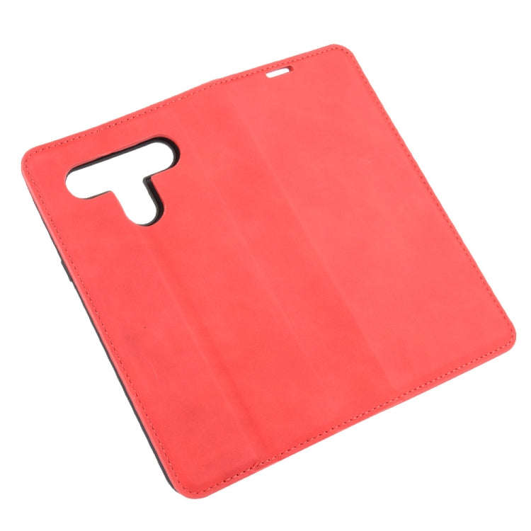 For LG K61 Retro-skin Business Magnetic Suction Leather Case with Holder & Card Slots & Wallet(Red)