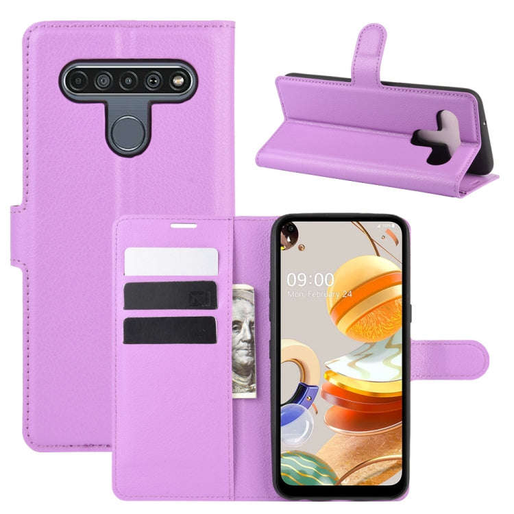 For LG K61 Litchi Texture Horizontal Flip Protective Case with Holder & Card Slots & Wallet(Purple)