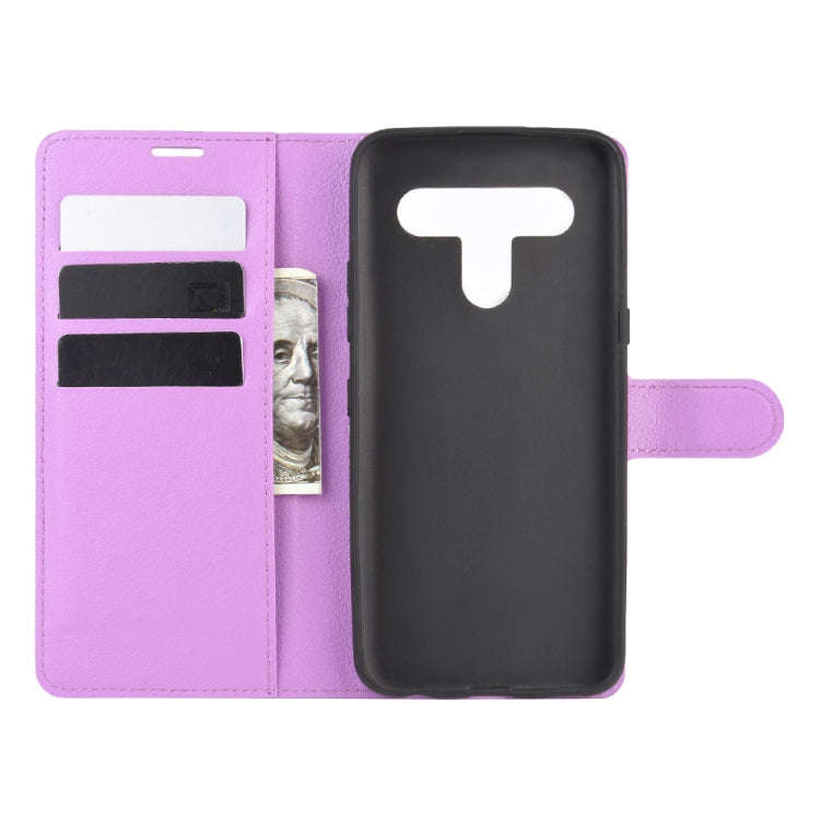For LG K61 Litchi Texture Horizontal Flip Protective Case with Holder & Card Slots & Wallet(Purple)