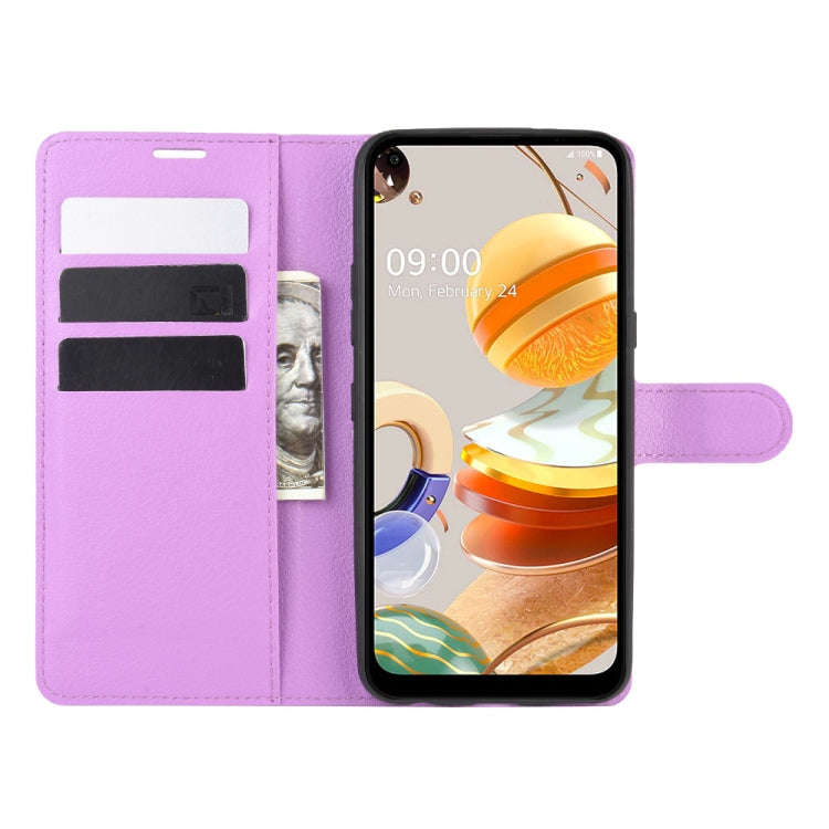 For LG K61 Litchi Texture Horizontal Flip Protective Case with Holder & Card Slots & Wallet(Purple)