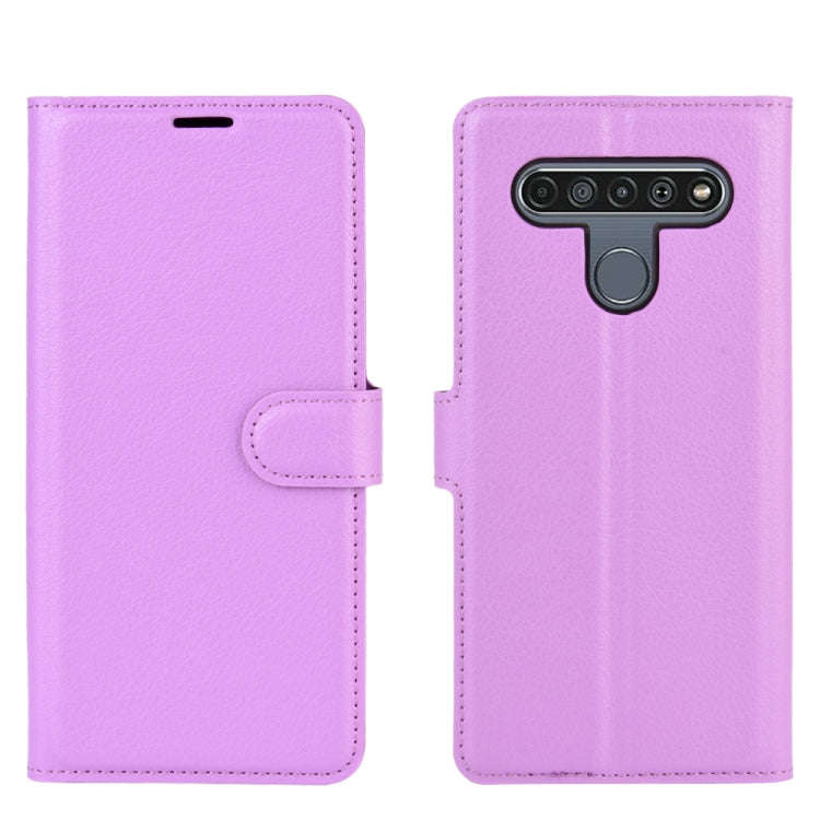 For LG K61 Litchi Texture Horizontal Flip Protective Case with Holder & Card Slots & Wallet(Purple)