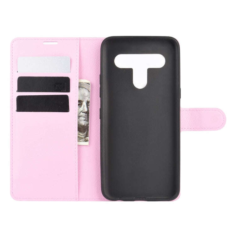 For LG K61 Litchi Texture Horizontal Flip Protective Case with Holder & Card Slots & Wallet(Pink)