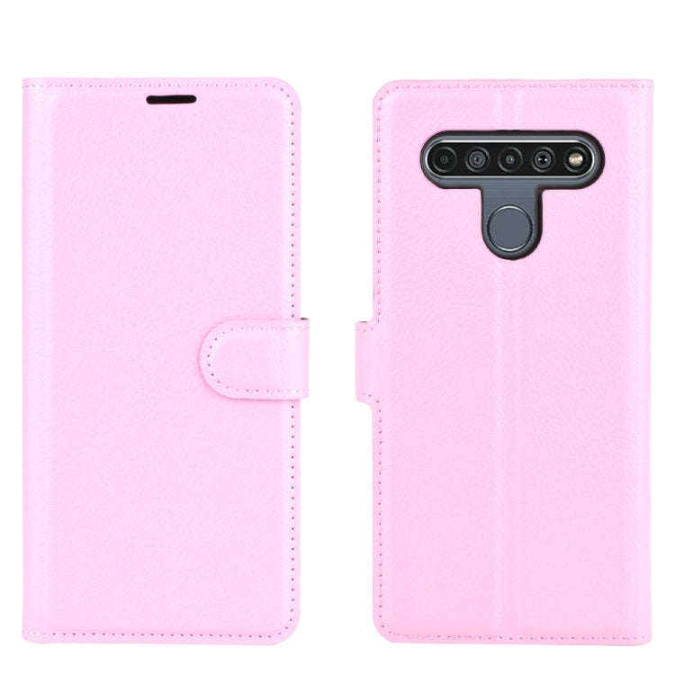 For LG K61 Litchi Texture Horizontal Flip Protective Case with Holder & Card Slots & Wallet(Pink)