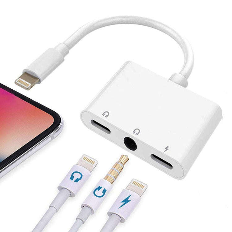 ZS-KL21820 3 in 1 8 Pin to 8 Pin Charging Port + 8 Pin Earphone Jack + 3.5mm Earphone Jack Earpho...