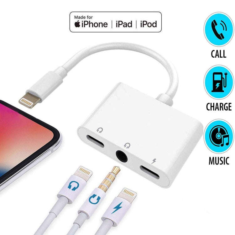 ZS-KL21820 3 in 1 8 Pin to 8 Pin Charging Port + 8 Pin Earphone Jack + 3.5mm Earphone Jack Earpho...