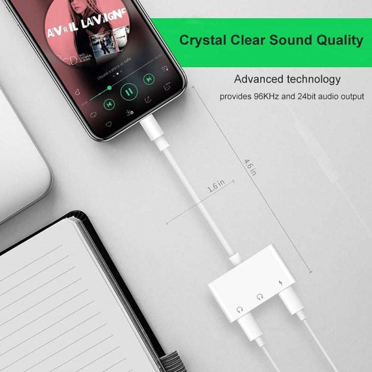 ZS-KL21820 3 in 1 8 Pin to 8 Pin Charging Port + 8 Pin Earphone Jack + 3.5mm Earphone Jack Earpho...