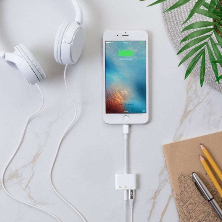 ZS-KL21820 3 in 1 8 Pin to 8 Pin Charging Port + 8 Pin Earphone Jack + 3.5mm Earphone Jack Earpho...