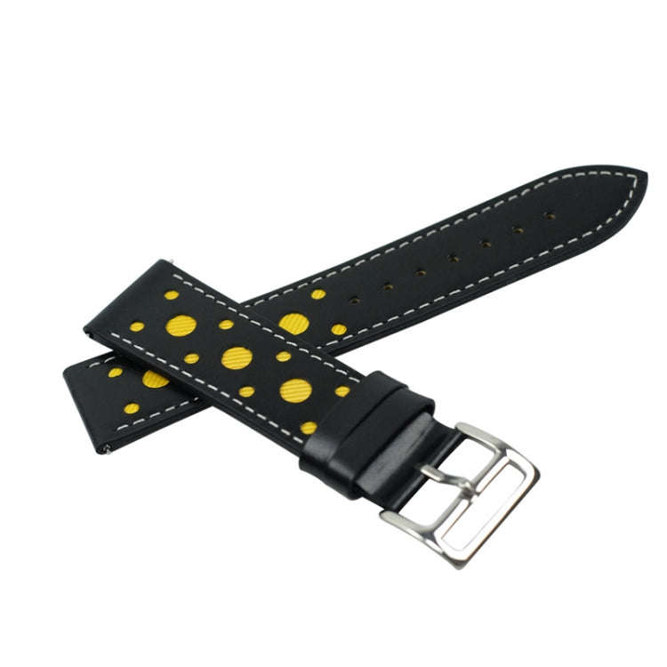 22mm For huawei watch GT2e / GT / GT2 46mm Hollow Leather Watch Band(Yellow)