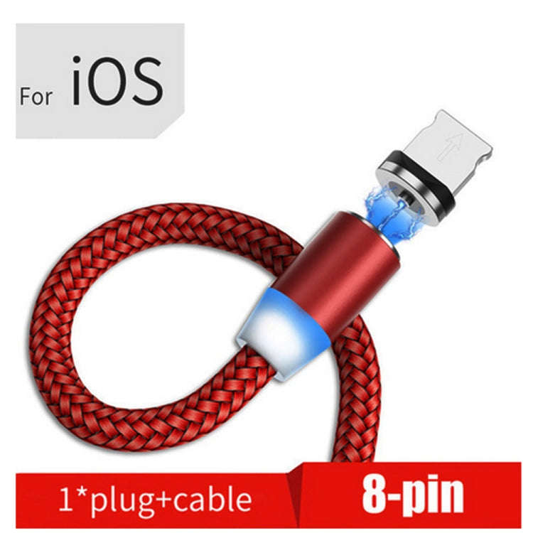 USB to 8 Pin Magnetic Metal Connector Nylon Two-color Braided Magnetic Data Cable, Cable Length: ...