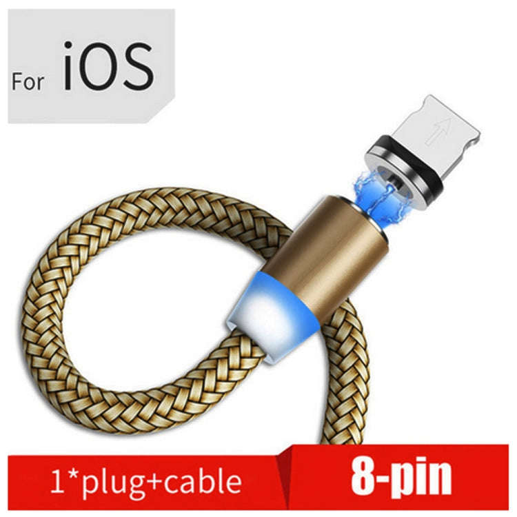 USB to 8 Pin Magnetic Metal Connector Nylon Two-color Braided Magnetic Data Cable, Cable Length: ...