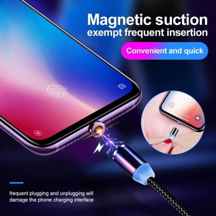 USB to 8 Pin Magnetic Metal Connector Nylon Two-color Braided Magnetic Data Cable, Cable Length: ...