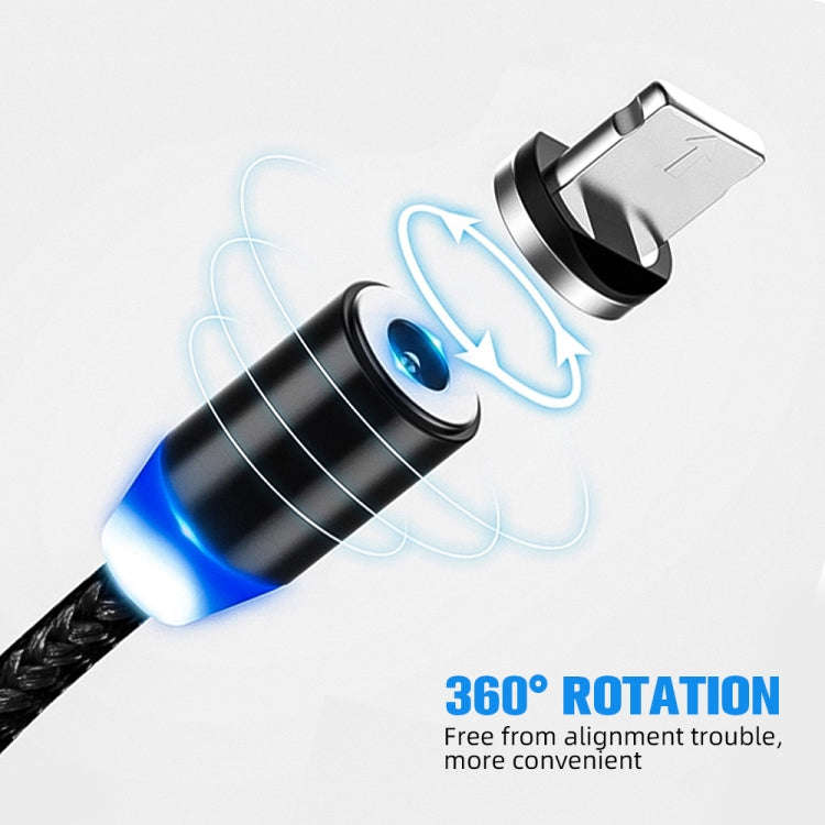 USB to 8 Pin Magnetic Metal Connector Nylon Two-color Braided Magnetic Data Cable, Cable Length: ...