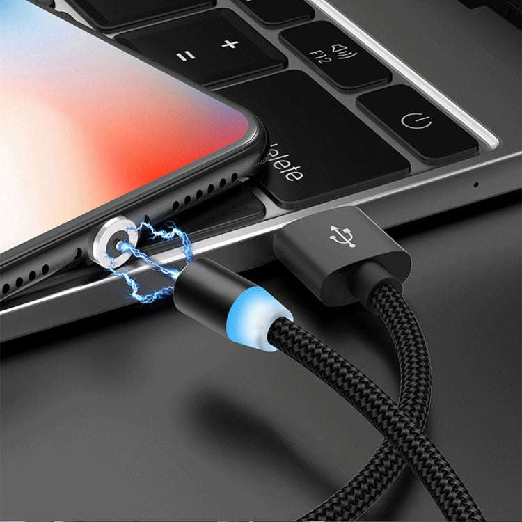 2 in 1 USB to 8 Pin + Micro USB Magnetic Metal Interface Nylon Braided Charging Cable, Length: 1m...