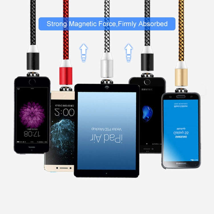 2 in 1 USB to 8 Pin + Micro USB Magnetic Metal Interface Nylon Braided Charging Cable, Length: 1m...