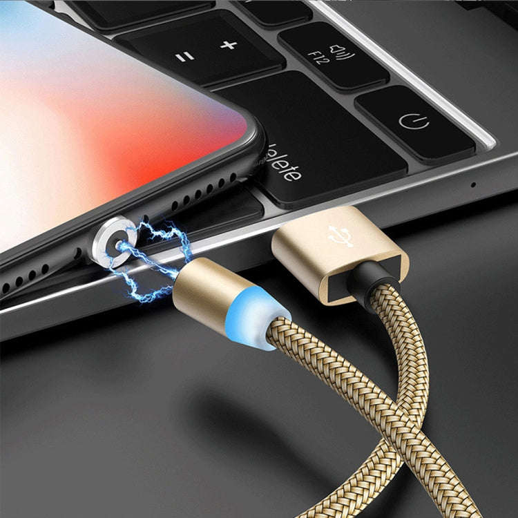 2 in 1 USB to 8 Pin + Micro USB Magnetic Metal Interface Nylon Braided Charging Cable, Length: 1m...