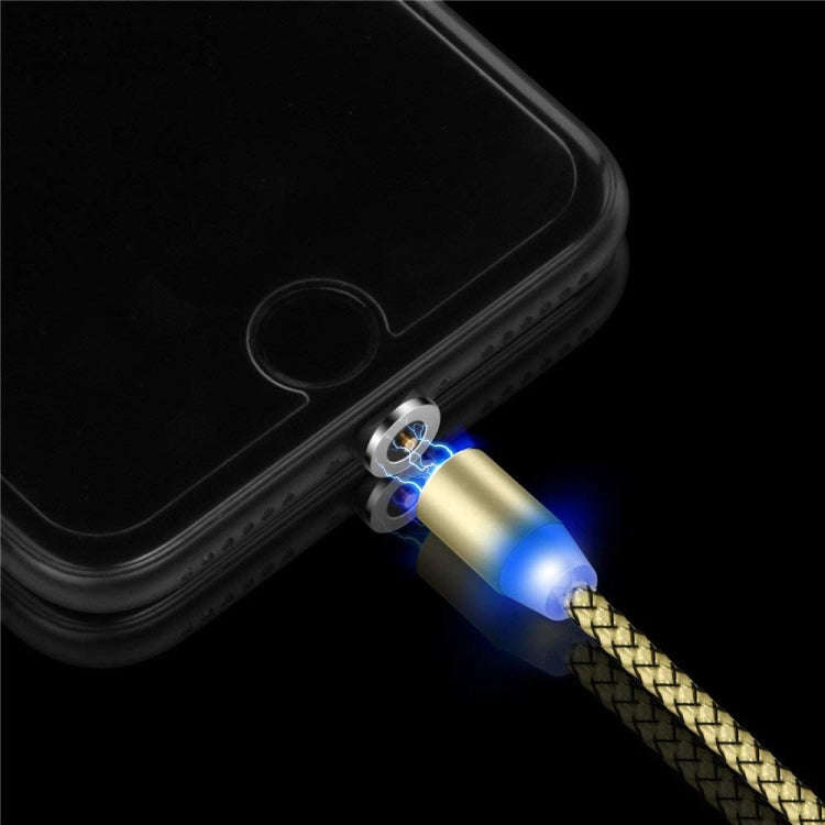 2 in 1 USB to 8 Pin + Micro USB Magnetic Metal Interface Nylon Braided Charging Cable, Length: 1m...