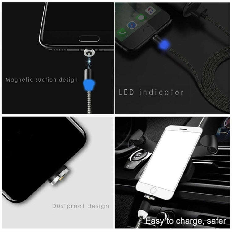 2 in 1 USB to 8 Pin + Micro USB Magnetic Metal Interface Nylon Braided Charging Cable, Length: 1m...