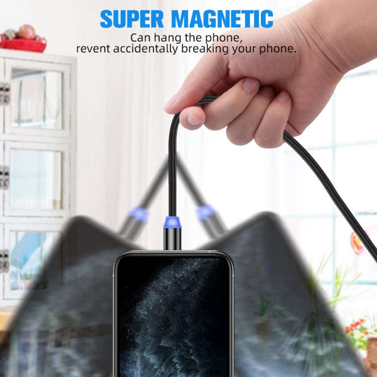 2 in 1 USB to 8 Pin + Micro USB Magnetic Metal Interface Nylon Braided Charging Cable, Length: 1m...