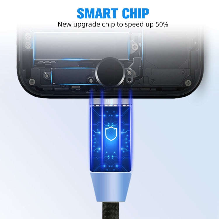 2 in 1 USB to 8 Pin + Micro USB Magnetic Metal Interface Nylon Braided Charging Cable, Length: 1m...