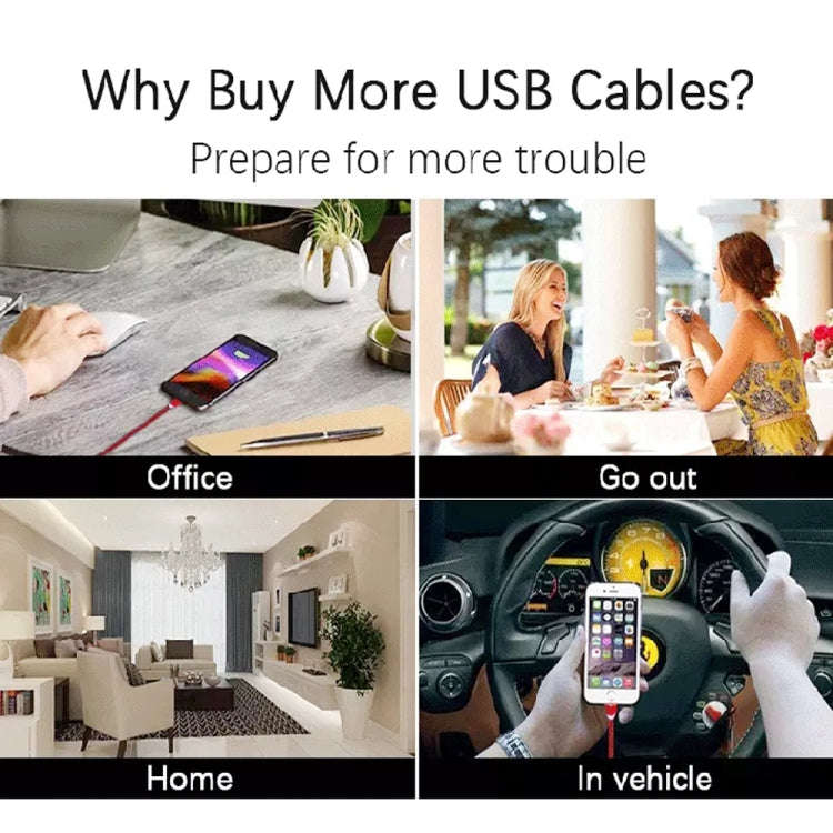 2 in 1 USB to 8 Pin + Micro USB Magnetic Metal Interface Nylon Braided Charging Cable, Length: 1m...