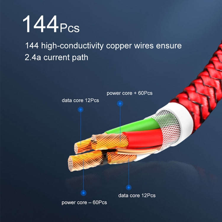 2 in 1 USB to 8 Pin + Micro USB Magnetic Metal Interface Nylon Braided Charging Cable, Length: 1m...